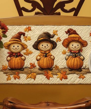 Pumpkin Trio Quilted Table Runner