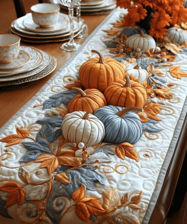 Pumpkin Wishes Quilted Table Runner