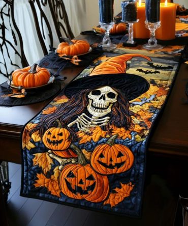Pumpkin Witch Quilted Table Runner