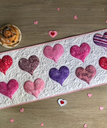 Pure Hearts Quilted Table Runner