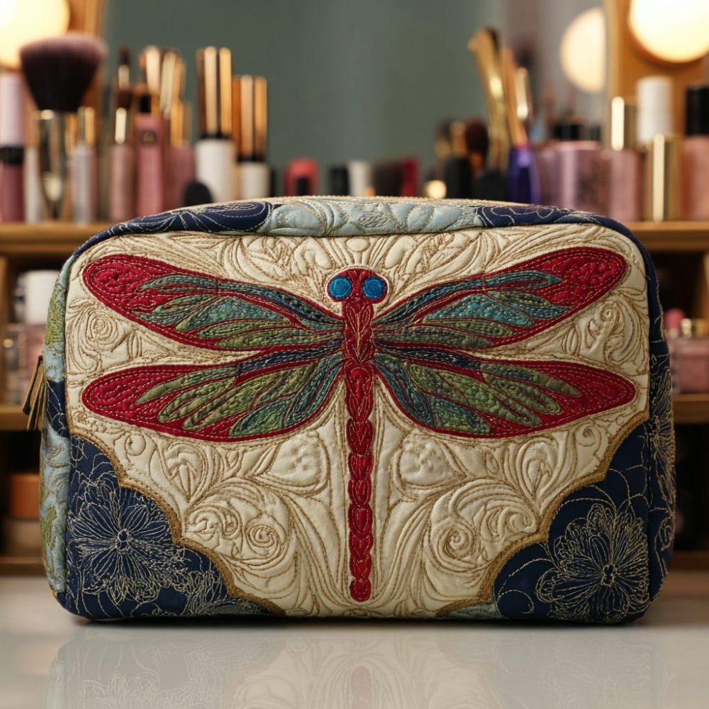 Pure Dragonfly Quilted Makeup Bag