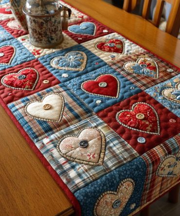 Pure Hearts Quilted Table Runner