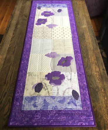 Purple Flower Symphony Quilted Table Runner