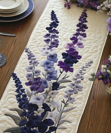 Purple Elegance Quilted Table Runner