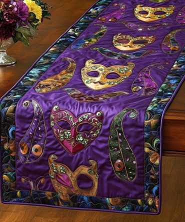 Purple Masks Quilted Table Runner