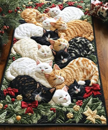 Purrfect Slumber Quilted Table Runner