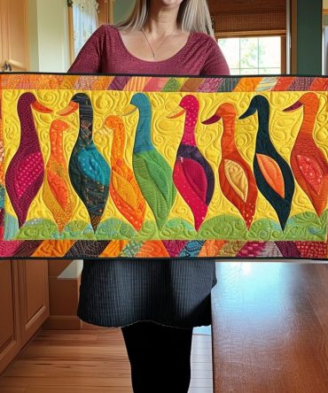 Radiant Duck Tail Quilted Table Runner