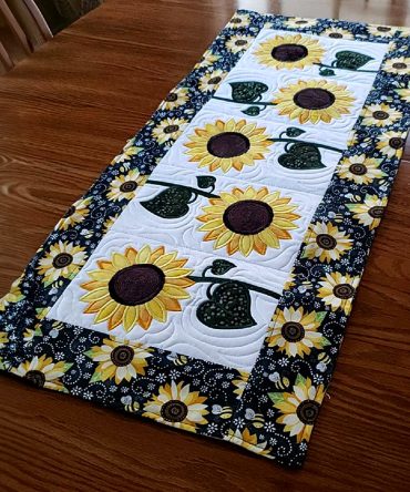 Radiant Sunflower Delight Quilted Table Runner