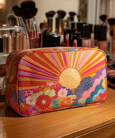 Radiant Bloom Quilted Makeup Bag