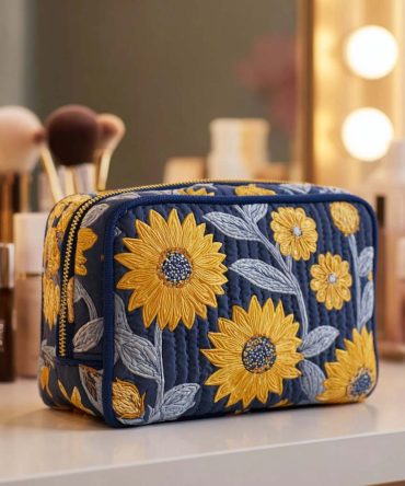 Radiant Bloom Quilted Makeup Bag
