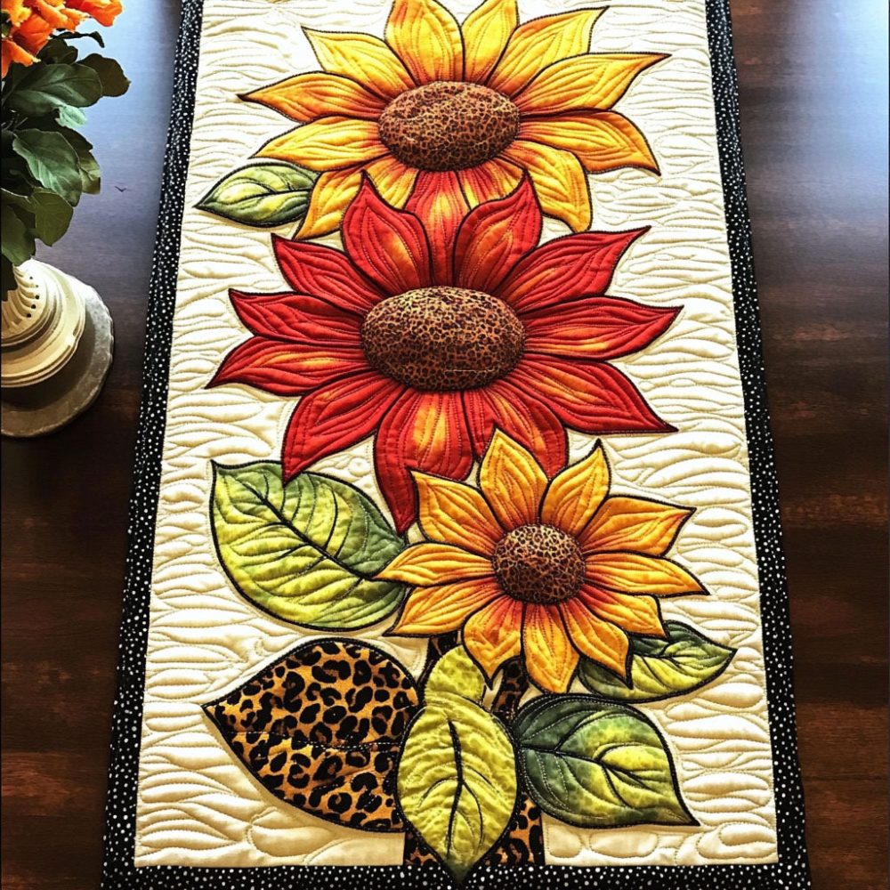 Radiant Bloom Quilted Table Runner