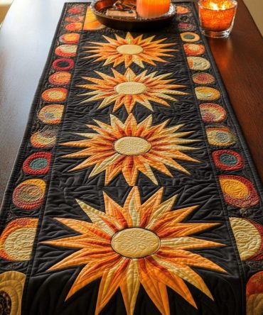 Radiant Bloom Quilted Table Runner