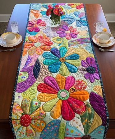 Radiant Blossoms Quilted Table Runner