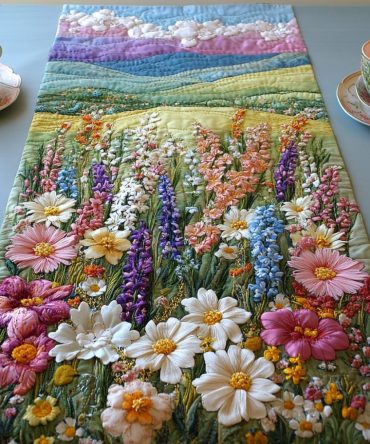 Radiant Daisies Quilted Table Runner