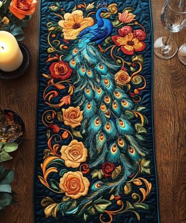 Radiant Feather Quilted Table Runner