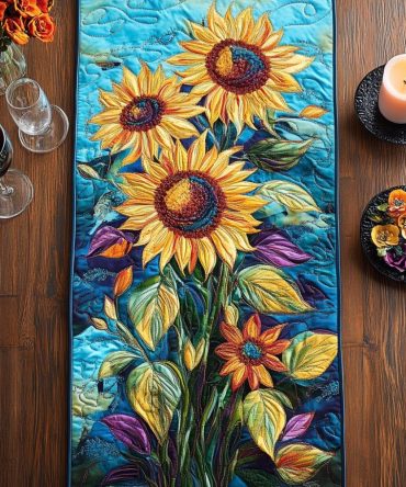Radiant Flower Quilted Table Runner