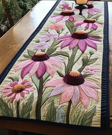 Radiant Flowers Quilted Table Runner