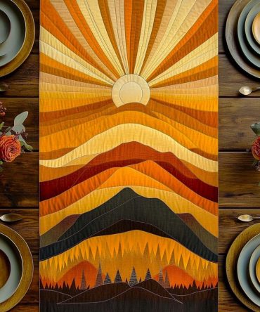 Radiant Peak Sunrise Quilted Table Runner