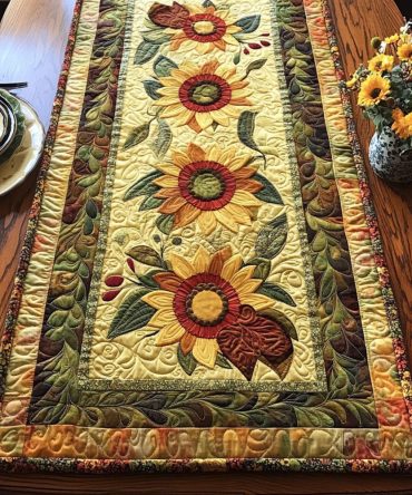 Radiant Sunflower Path Quilted Table Runner