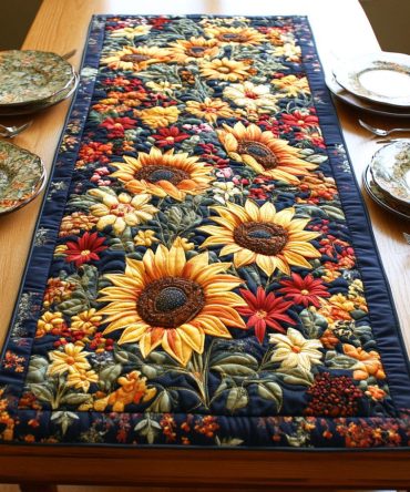 Radiant Yellow Petals Quilted Table Runner
