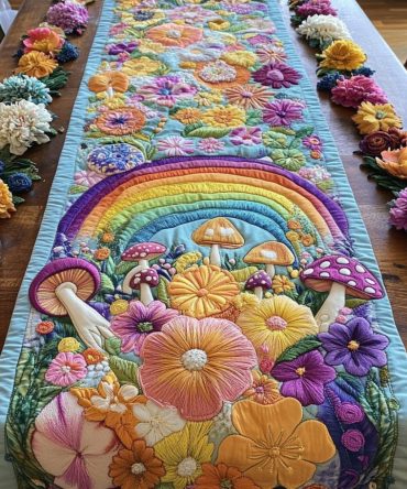 Rainbow Serenity Quilted Table Runner