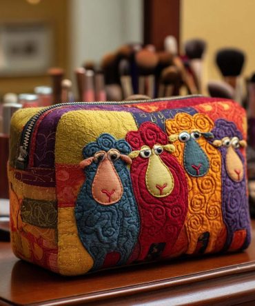 Rainbow Sheep Quilted Makeup Bag