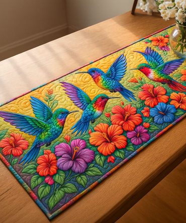 Rainbow Wings Quilted Table Runner