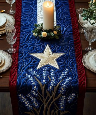 Red Blooms Quilted Table Runner
