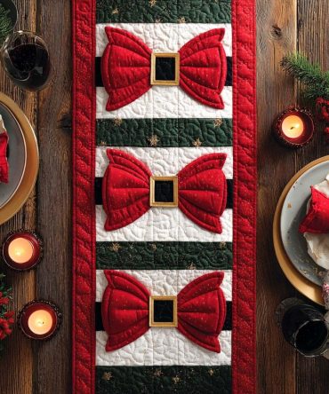 Red Bow Quilted Table Runner