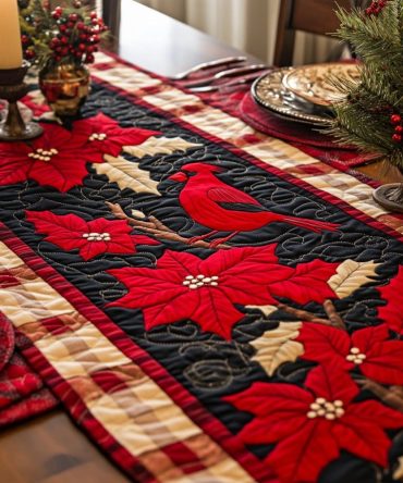 Red Cardinal Quilted Table Runner