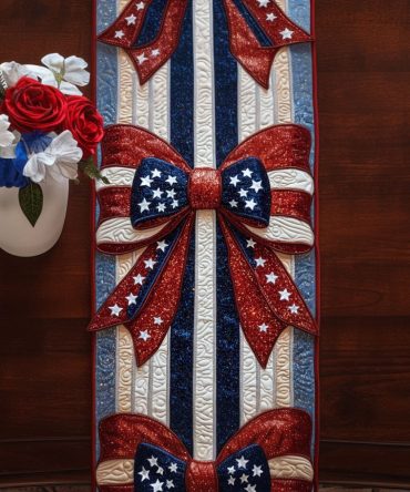 Red White Love Quilted Table Runner