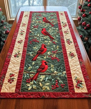Red Wings Of Wonder Quilted Table Runner