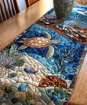Reef Turtle Quilted Table Runner