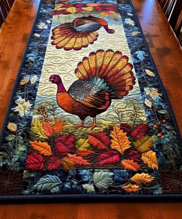 Regal Autumn Strut Quilted Table Runner