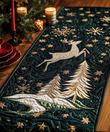 Reindeer Dream Quilted Table Runner