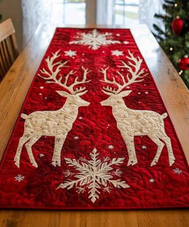 Reindeer Frost Quilted Table Runner