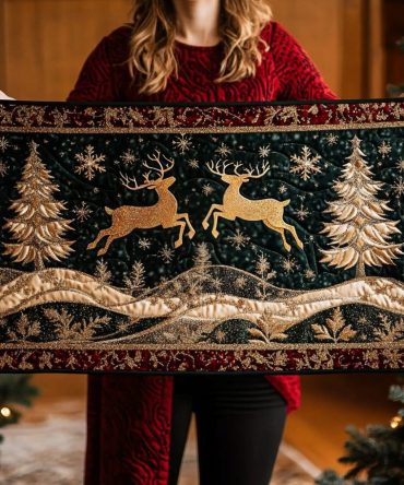 Reindeer Joy Quilted Table Runner