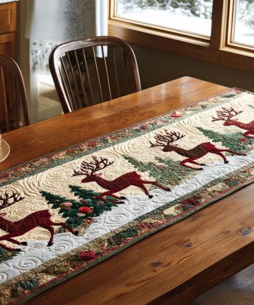 Reindeer Parade Quilted Table Runner
