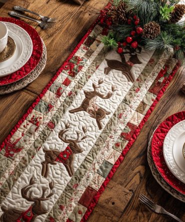 Reindeer Trails Quilted Table Runner