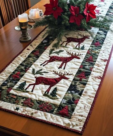 Reindeer Trails Quilted Table Runner