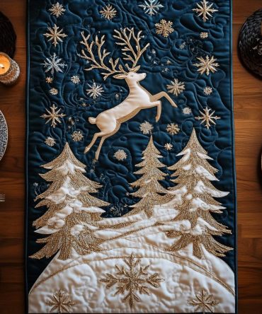 Reindeer Twinkle Quilted Table Runner