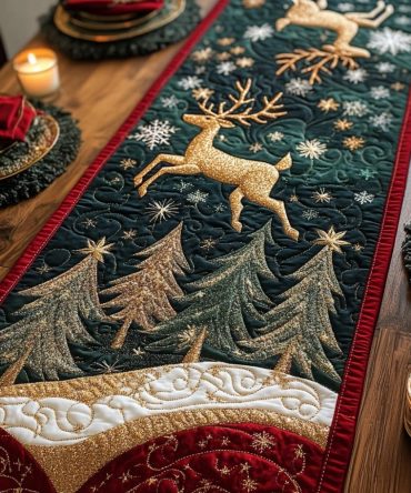 Reindeer Whisper Quilted Table Runner