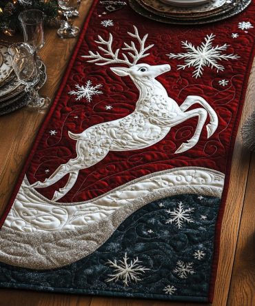 Reindeer Winter Magic Quilted Table Runner
