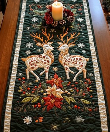 Reindeer Wonderland Quilted Table Runner