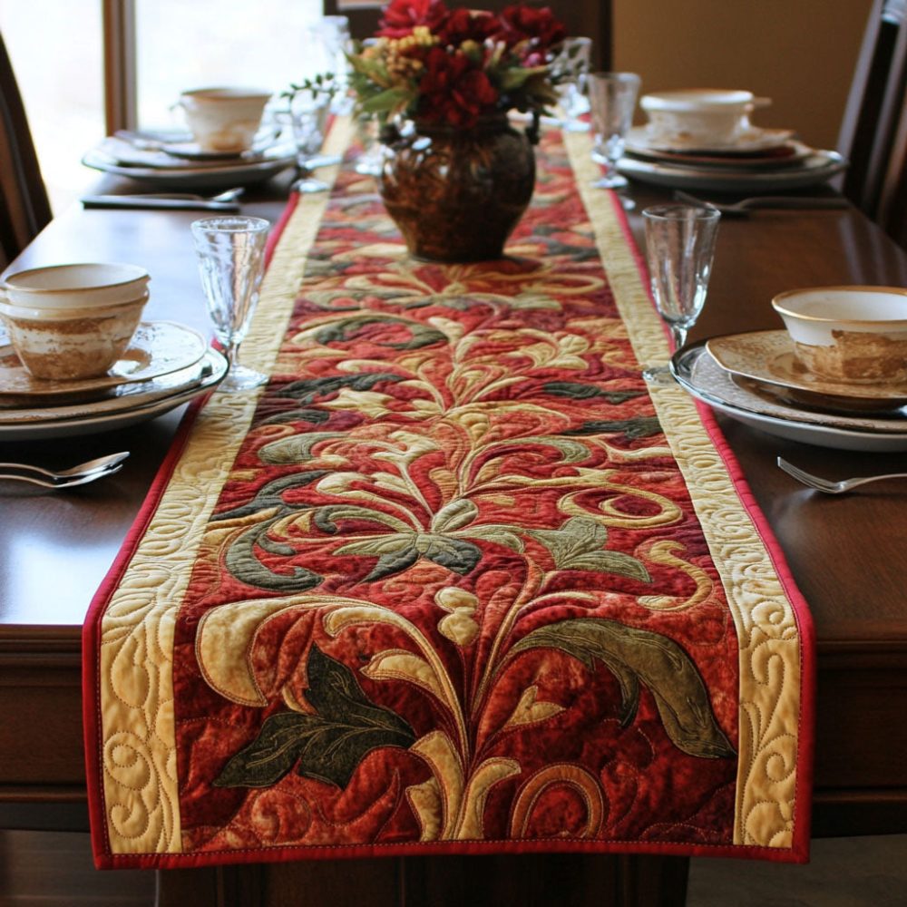 Renaissance Bloom Quilted Table Runner