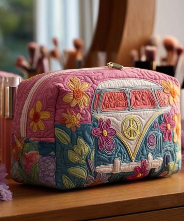 Retro Bloom Journey Quilted Makeup Bag