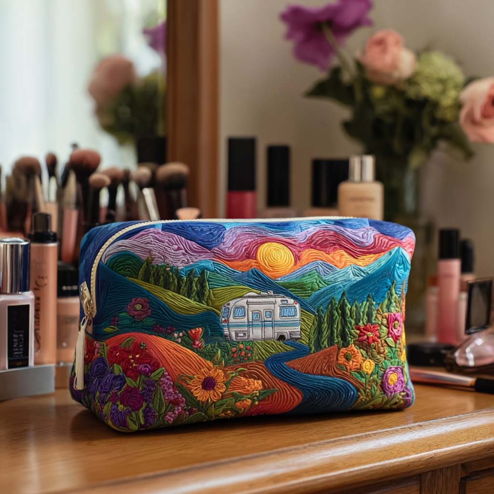 Road Of Colors Quilted Makeup Bag