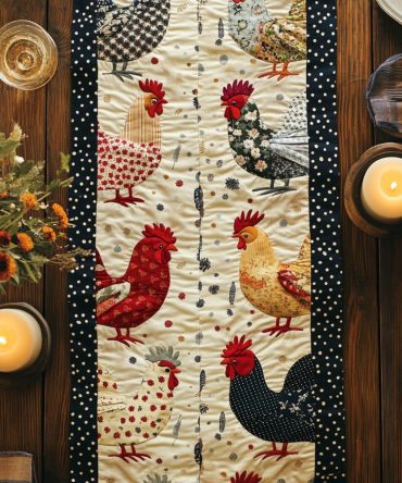 Rooster Row Quilted Table Runner