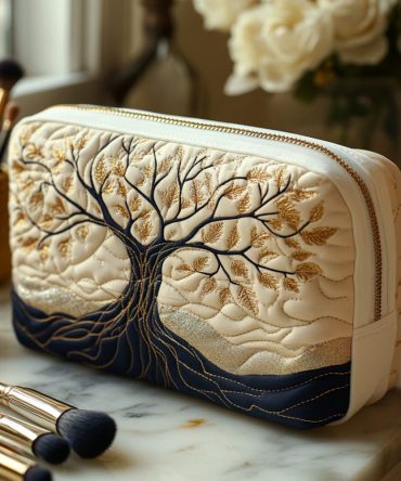Rooted Harmony Quilted Makeup Bag