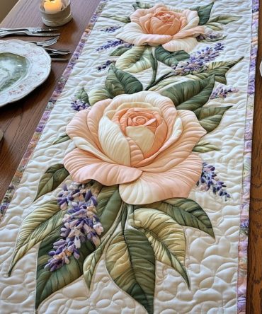 Rose Blossom Quilted Table Runner
